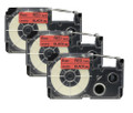 Compatible XR-6RD 1/4 In Black on Red Tape Cassette, 3/Pack