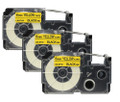 Compatible XR-6YW 1/4 In Black on Yellow Tape Cassette, 3/Pack