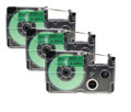 Compatible XR-9GN 3/8 In Black on Green Tape Cassette, 3/Pack