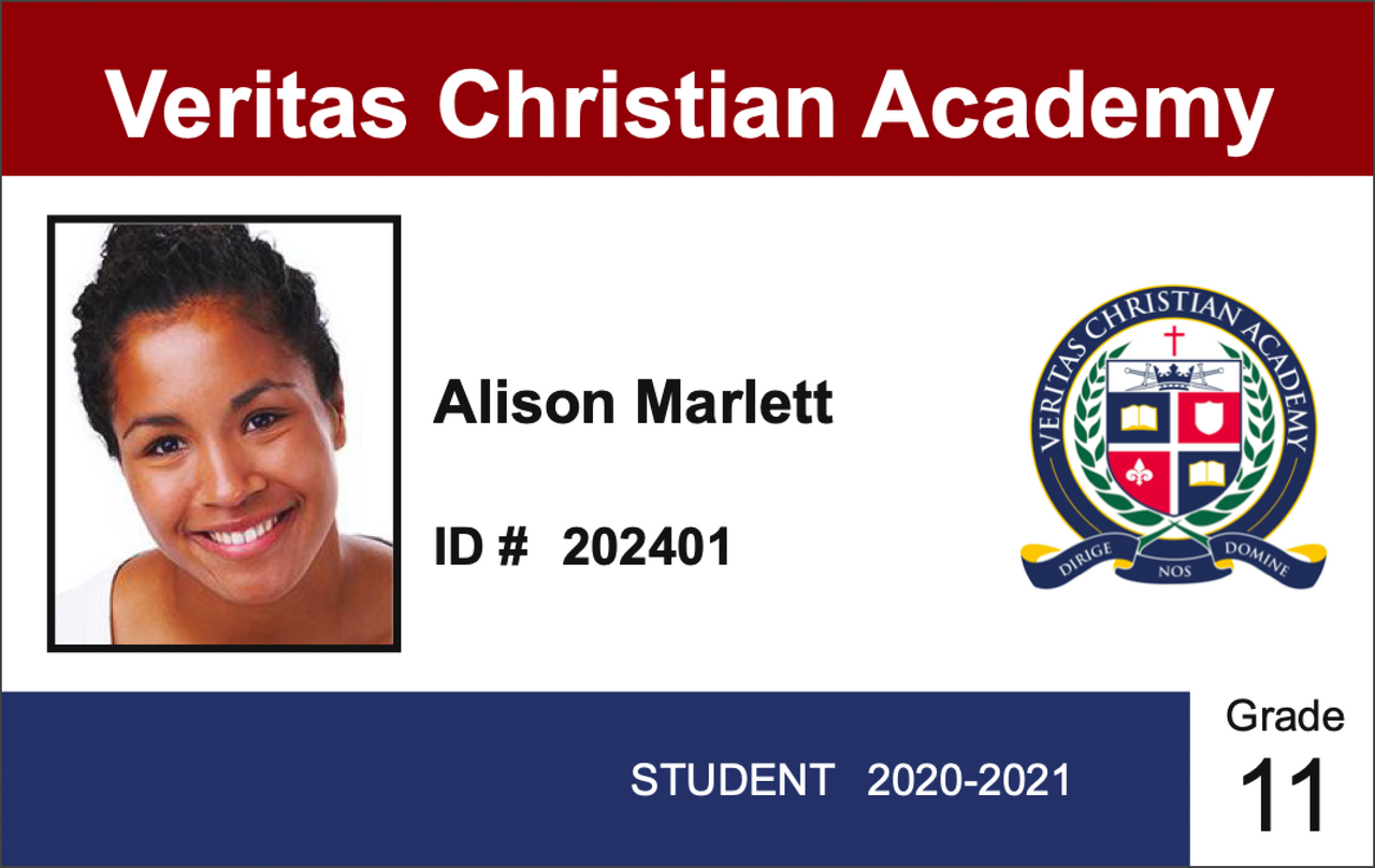 Veritas Christian Academy Student ID Card Academic Excellence