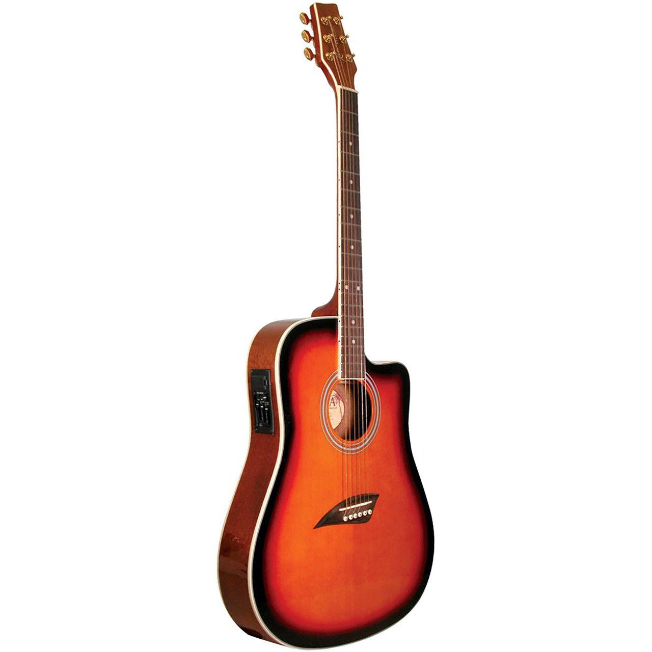 Kona K2SB Thin Body Acoustic Electric Guitar, Tobacco Sunburst