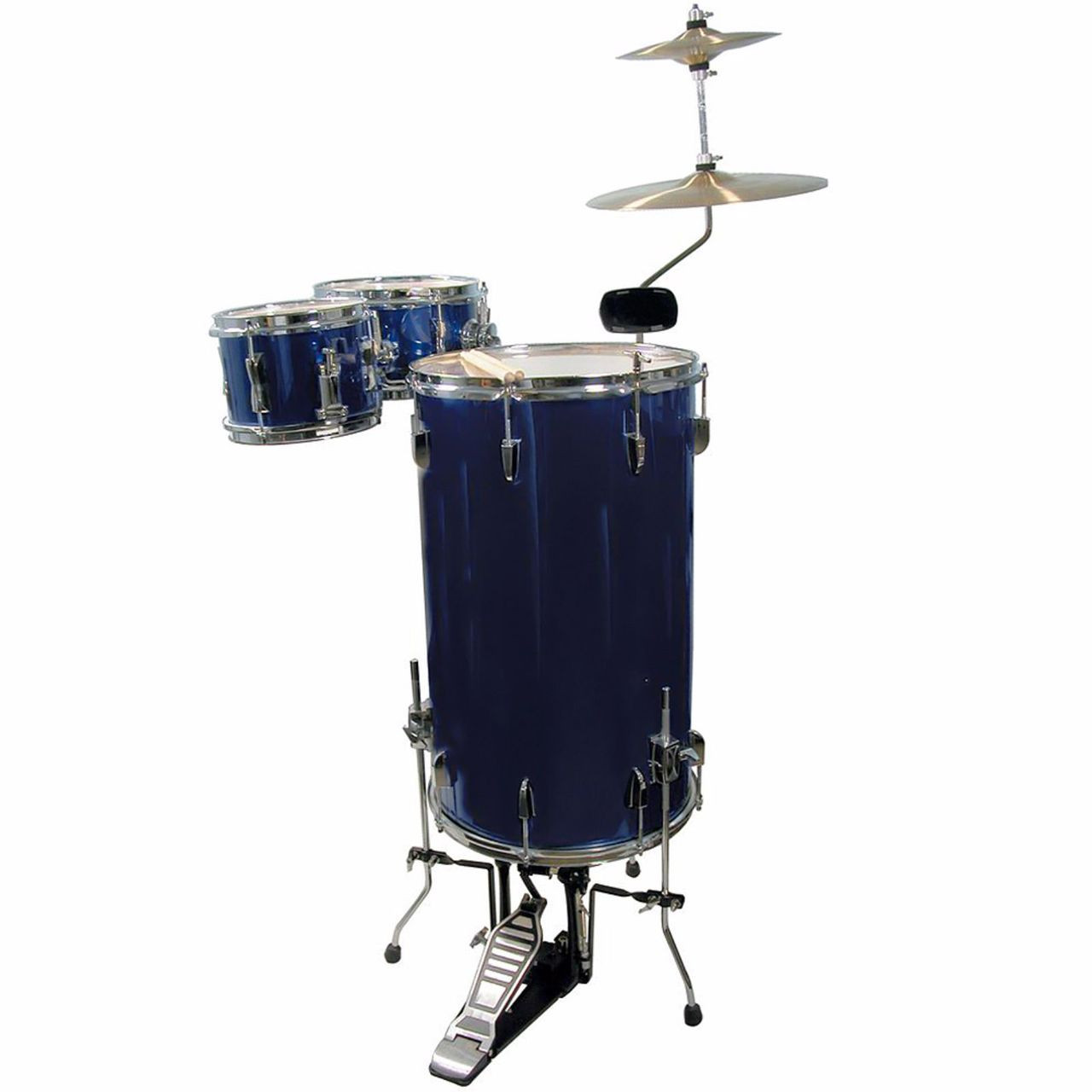 GP Percussion GP75MB Complete 3Piece Cocktail Drum Set, Midnight Blue