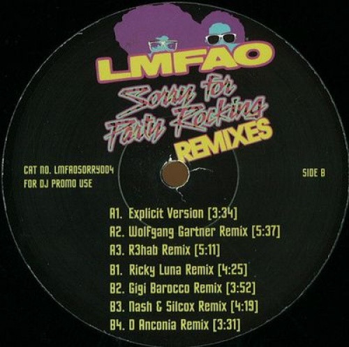 Lmfao Sorry For Party Rocking 12 Vinyl Ear Candy Music Lmfao Sorry For Party Rocking 12 Vinyl Ear Candy Music