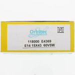 Orbitec E4369 (118000) 60V 5W 15x43 E14 Screw Base