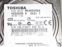 TOSHIBA MK6034GSX, HDD2D35 R ZK01 T, 60GB, SATA