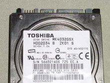 TOSHIBA MK4032GSX, HDD2D34 B ZK01 S, 40GB, SATA