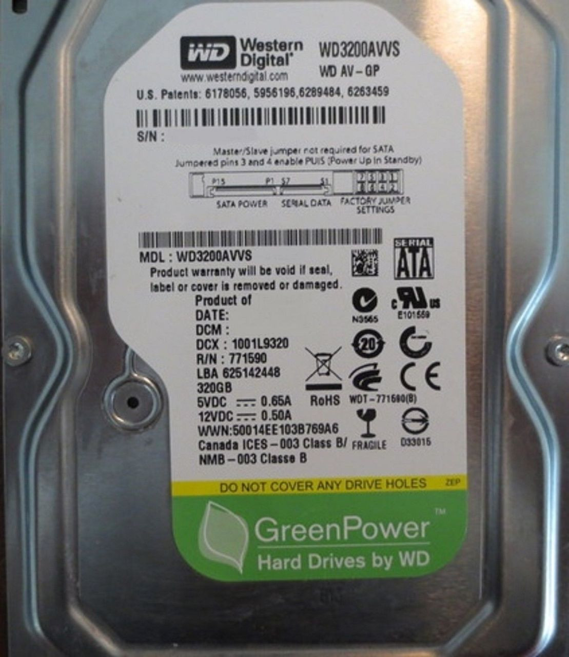 10 pc. lot WD WD3200AVVS 3.5" 320gb 5400rpm Sata HDD (DOD tested & Wiped) -  Effective Electronics
