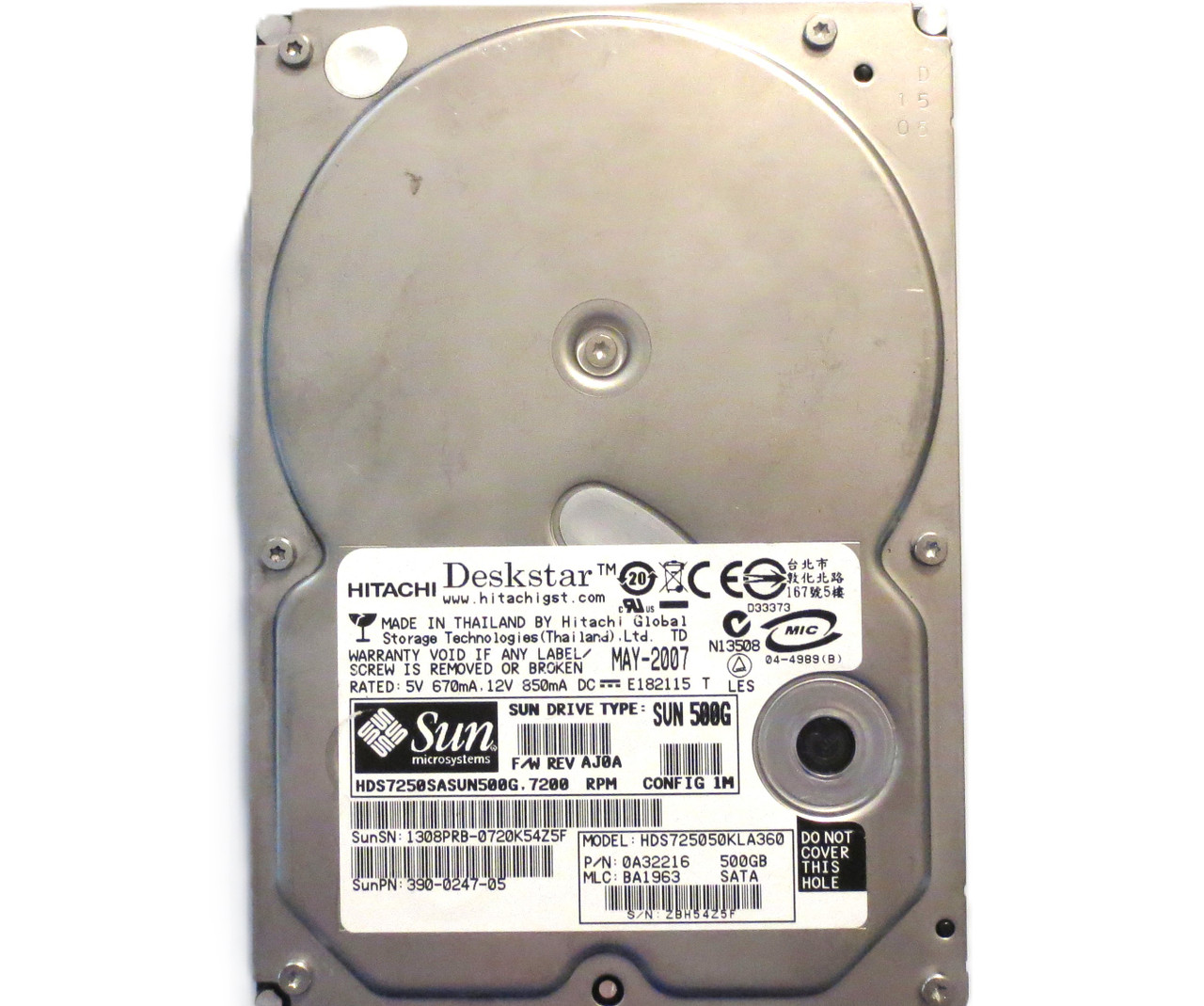 Hitachi HDS725050KLA360 0A32216 BA1963 (ZBH) Thailand 500gb Sata