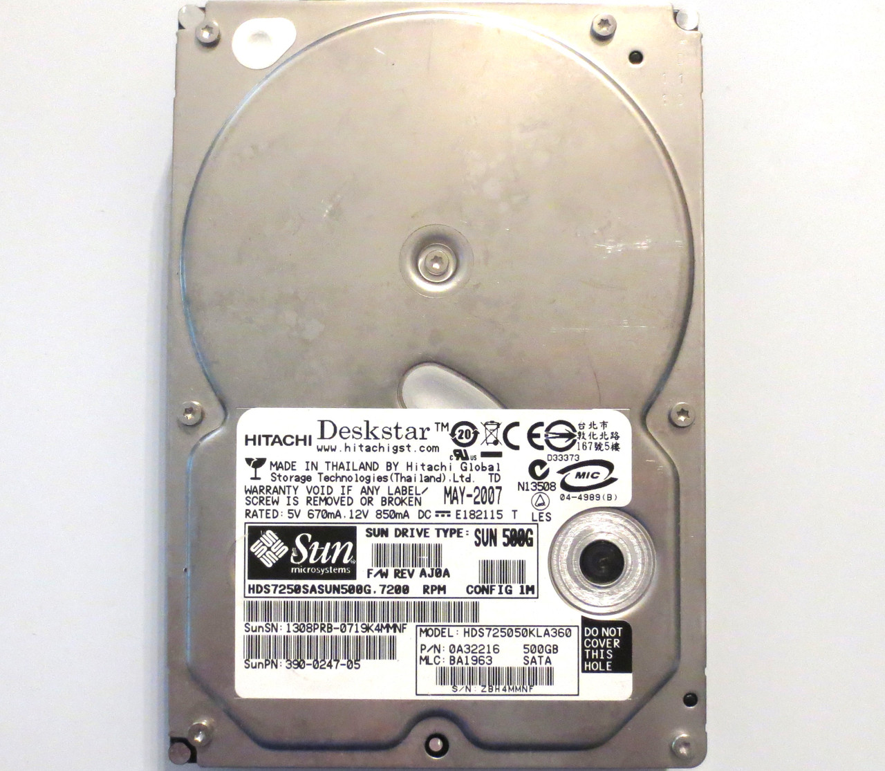 しばっち Hitachi HDS725050KLA360 0A32216 BA1963 (ZBH) Thailand 500gb Sata