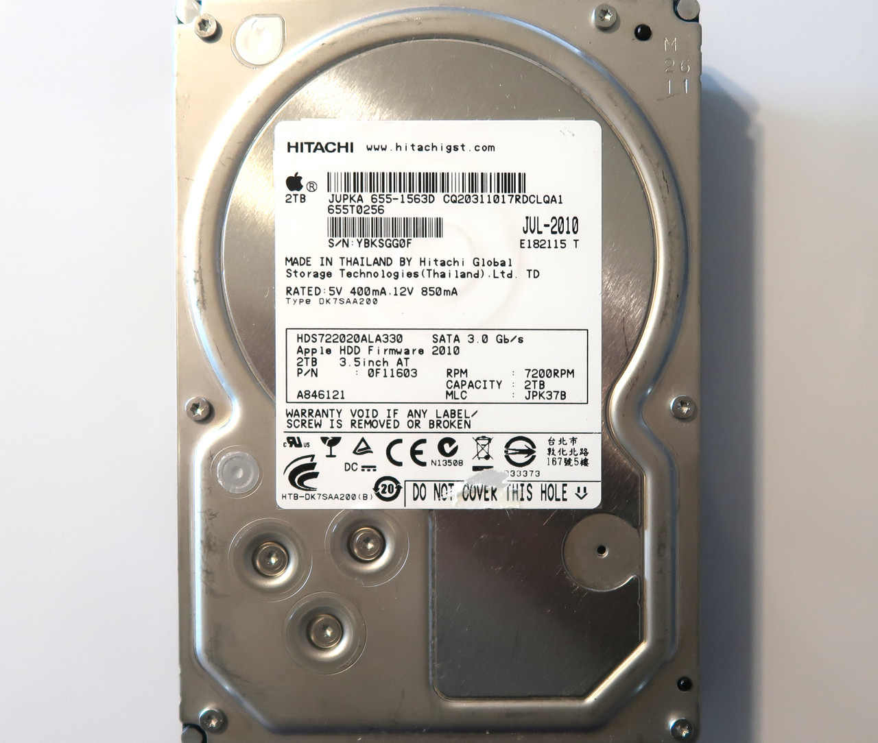 HITACHI製 3.5インチHDD 2.0TB HDS722020ALA330 hua722020ala330、PN 0