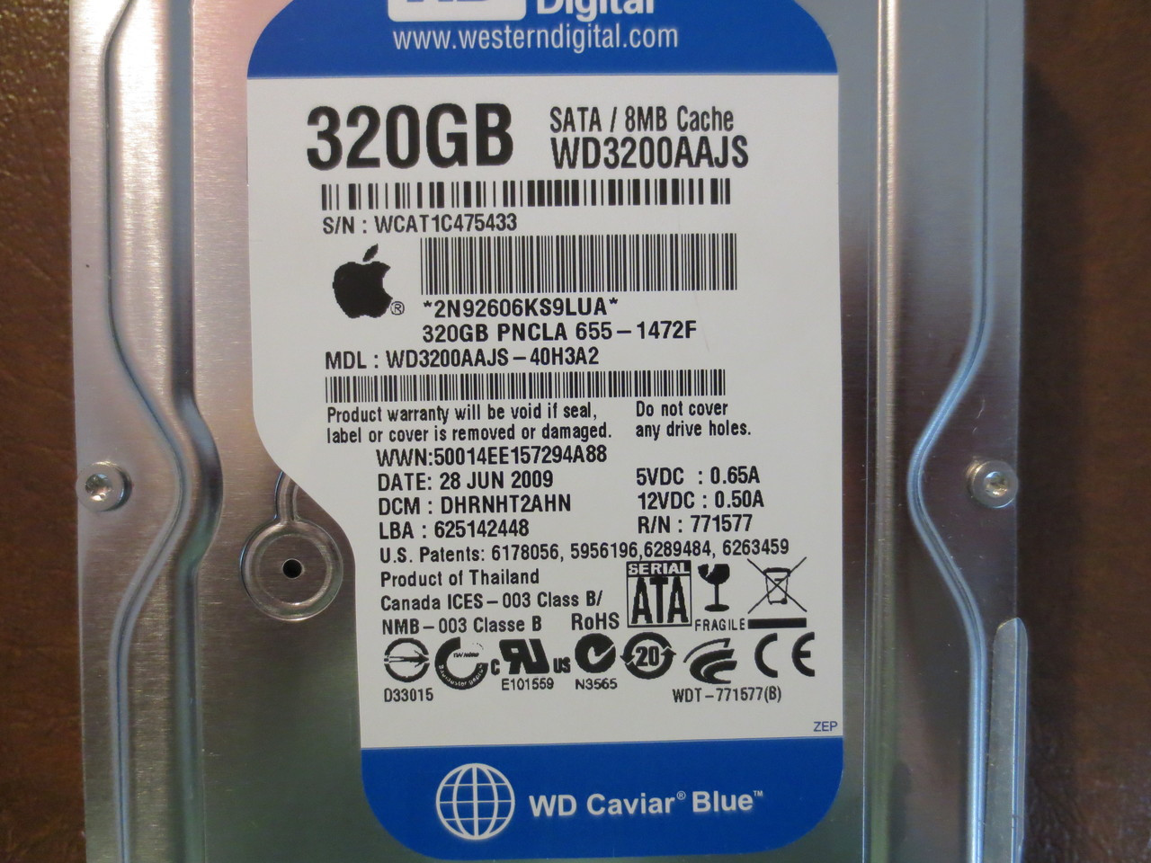 Western Digital WD3200AAJS-40H3A2 DCM:DHRNHT2AHN Apple#655-1472F 320gb Sata  (T) - Effective Electronics