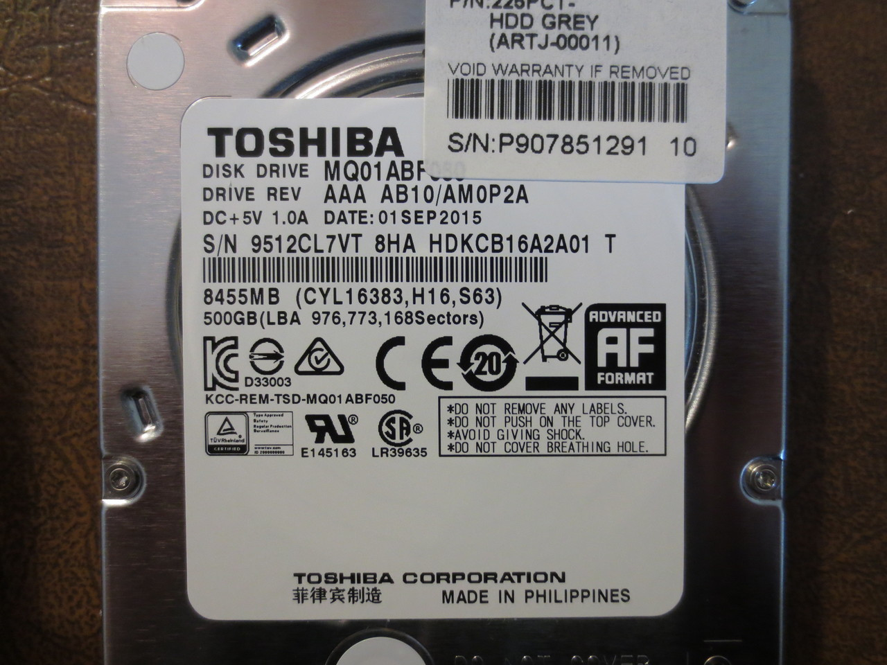 Toshiba MQ01ABF050 HDKCB16A2A01 T AAA AB10/AM0P2A 500gb 2.5" Sata -  Effective Electronics