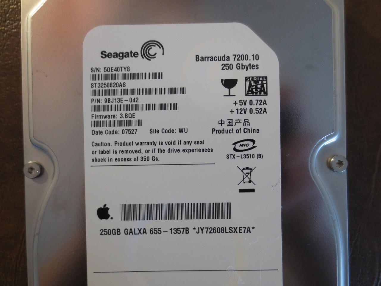 Seagate ST3250820AS 9BJ13E-042 FW:3.BQE WU Apple#655-1357B 250gb Sata -  Effective Electronics