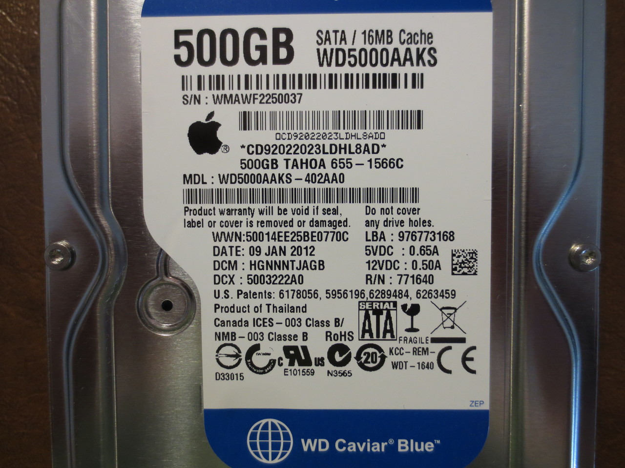 Western Digital WD5000AAKS-402AA0 DCM:HGNNNTJAGB Apple#655-1566C 500gb Sata  - Effective Electronics