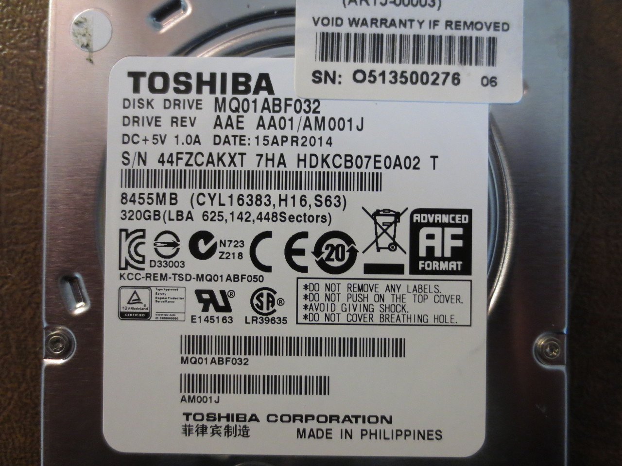 Toshiba MQ01ABF032 HDKCB07E0A02 T AAE AA01/AM001J 320gb Sata