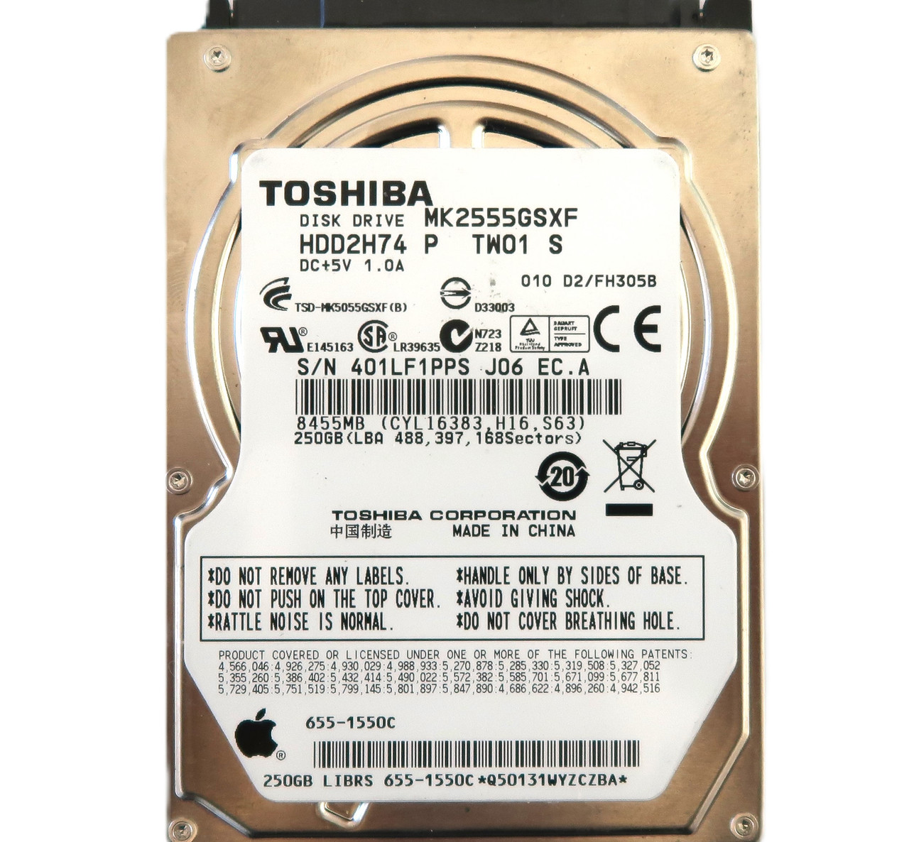 Toshiba MK2555GSXF (HDD2H74 P TW01 S) 010 D2/FH305B 655-1550C 2.5