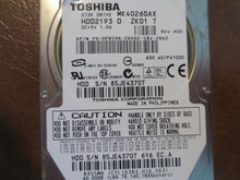 Toshiba MK4026GAX HDD2193 D ZK01 T 630 A0/PA102D 40gb IDE  (Donor for Parts)