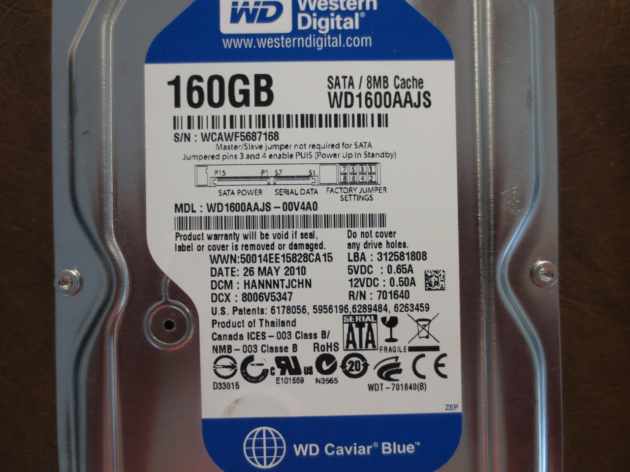 Western Digital WD1600AAJS-00V4A0 DCM:HANNNTJCHN 160gb Sata - Effective  Electronics