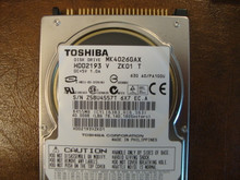 Toshiba MK4026GAX HDD2193 V ZK01 T 630 A0/PA100U 40gb IDE  (Donor for Parts) Z5BU4557T