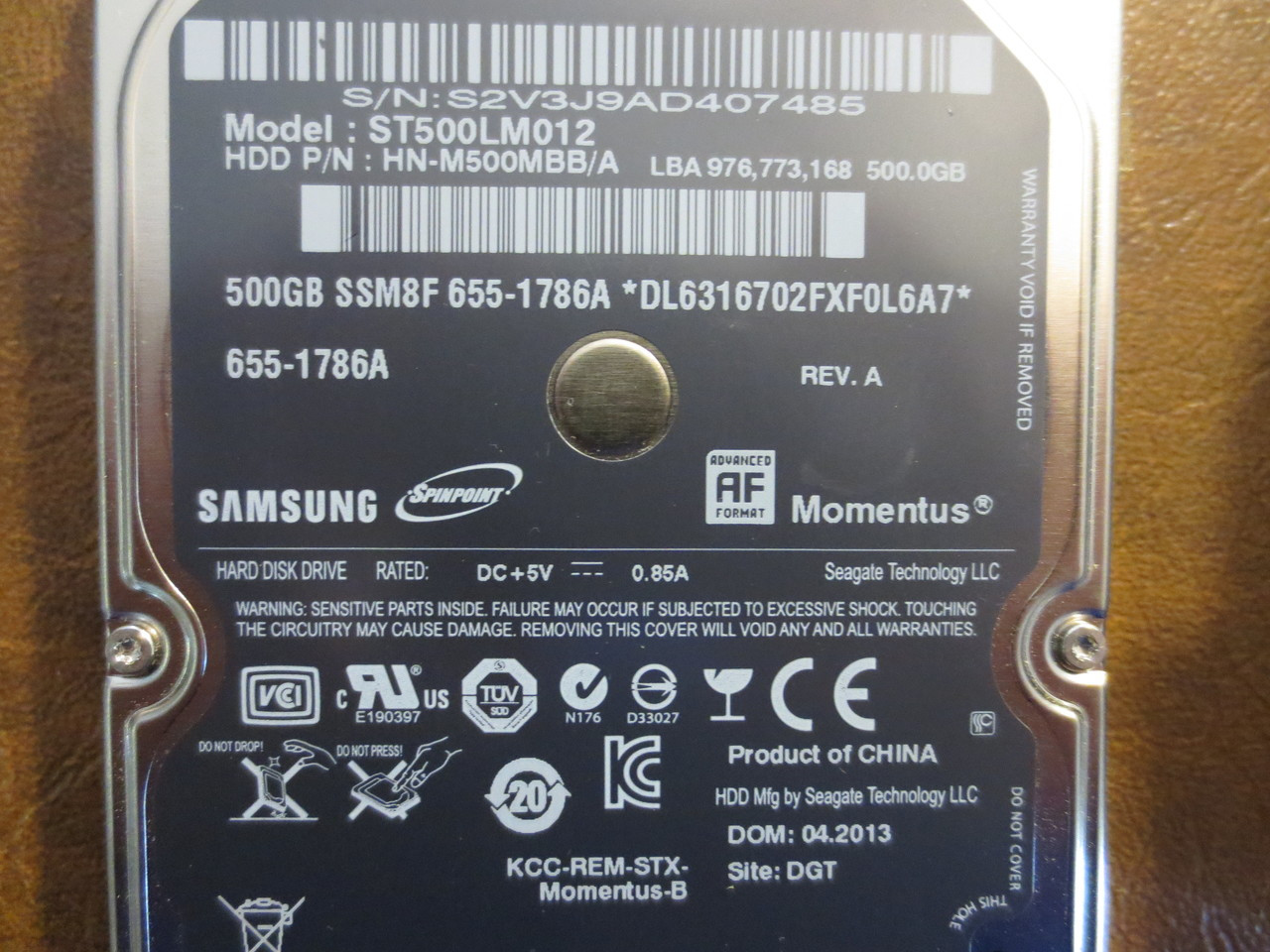 Samsung ST500LM012 HN-M500MBB/A REV.A DGT Apple#655-1786A 500gb Sata -  Effective Electronics