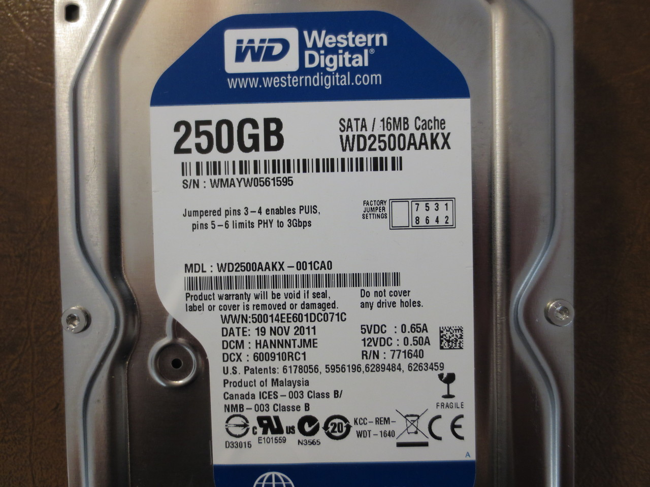 DCM Western Digital WD2500AAKX-001CA0 Dcm Dgnnhtjmg 250gb 3.5 " SATA Disco Rigido 