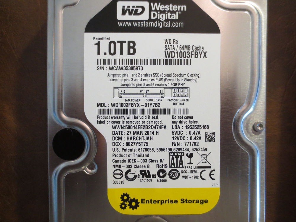 Western Digital WD1003FBYX-01Y7B2 RE4 1000gb 3.5" Sata hard drive -  Effective Electronics