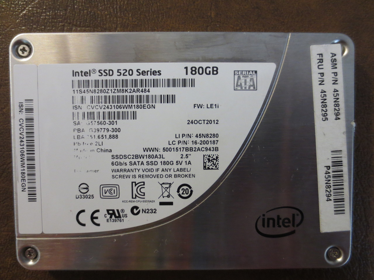 Intel SSDSC2BW180A3L FW:LE1i 180gb Sata SSD - Effective Electronics