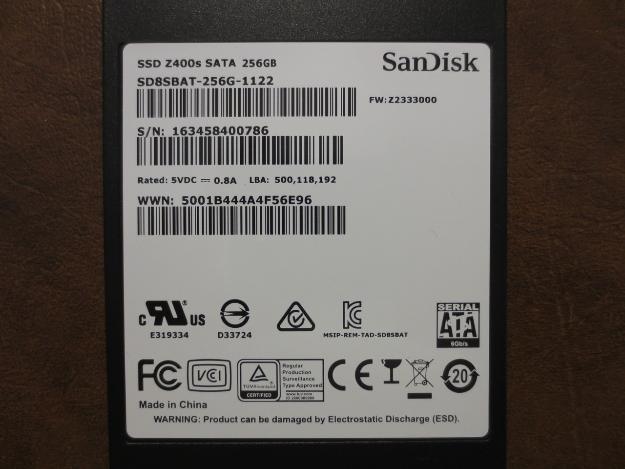 SanDisk SD8SBAT-256G-1122 FW:Z2333000 256gb Sata SSD - Effective Electronics