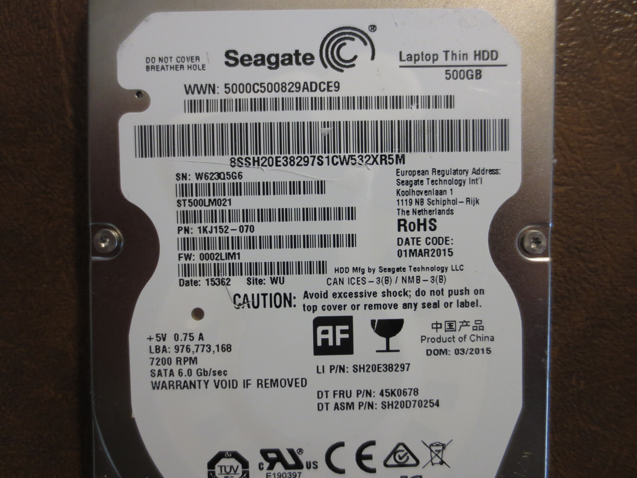 Seagate ST500LM021 1KJ152-070 FW:0002LIM1 WU 500gb Sata - Effective  Electronics