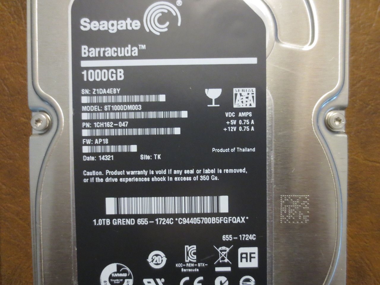 Seagate ST1000DM003 1ER162-047 FW:AP13TK Apple#655-1724C 1000gb Sata -  Effective Electronics