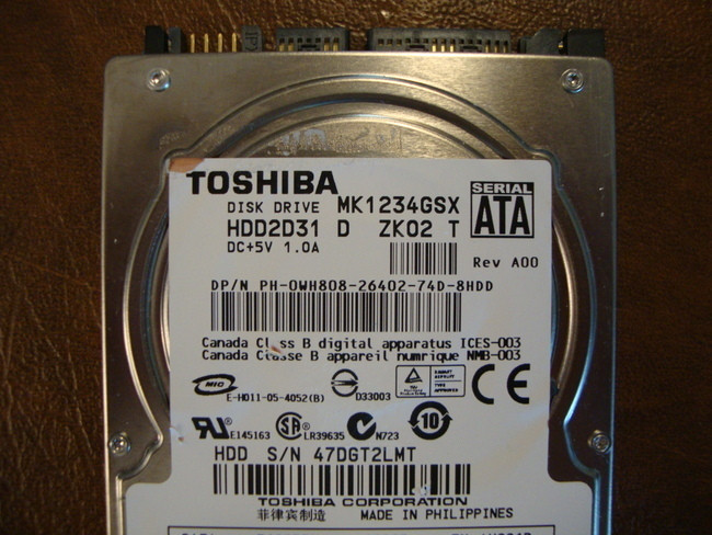 Toshiba MK1234GSX HDD2D31 D ZK02 T 120gb Sata (Donor for Parts) - Effective  Electronics