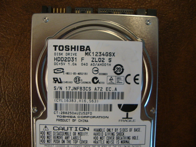 Toshiba MK1234GSX HDD2D31 F ZL02 S 040 A0/AH001H 120gb Sata (Donor for  Parts) - Effective Electronics