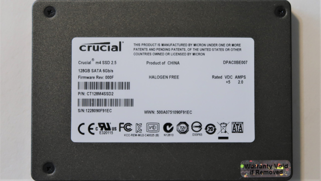 Crucial CT128M4SSD2 6Gb/s F/W:Rev 000F 128gb 2.5" Sata SSD - Effective  Electronics