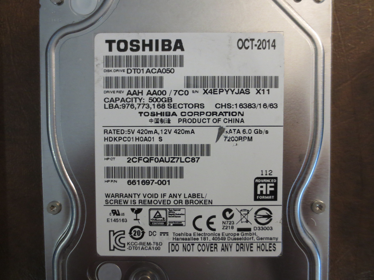 Toshiba DT01ACA050 HDKPC01H0A01 S AAH AA00 FW:7C0 500gb Sata - Effective  Electronics