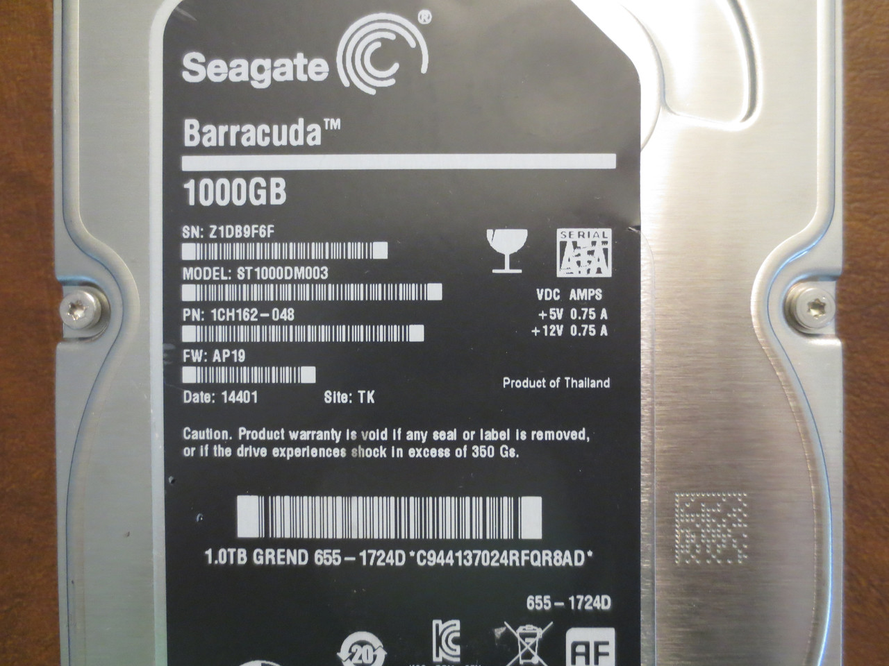 Seagate ST1000DM003 1CH162-048 FW:AP19 TK Apple#655-1724D 1000gb Sata -  Effective Electronics