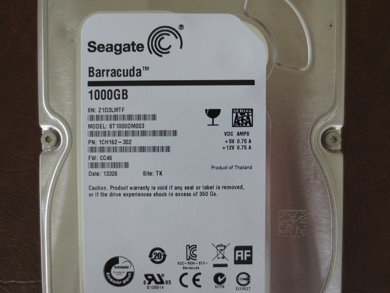 Seagate ST1000DM003 1CH162-302 FW:CC46 TK 1000gb Sata - Effective  Electronics