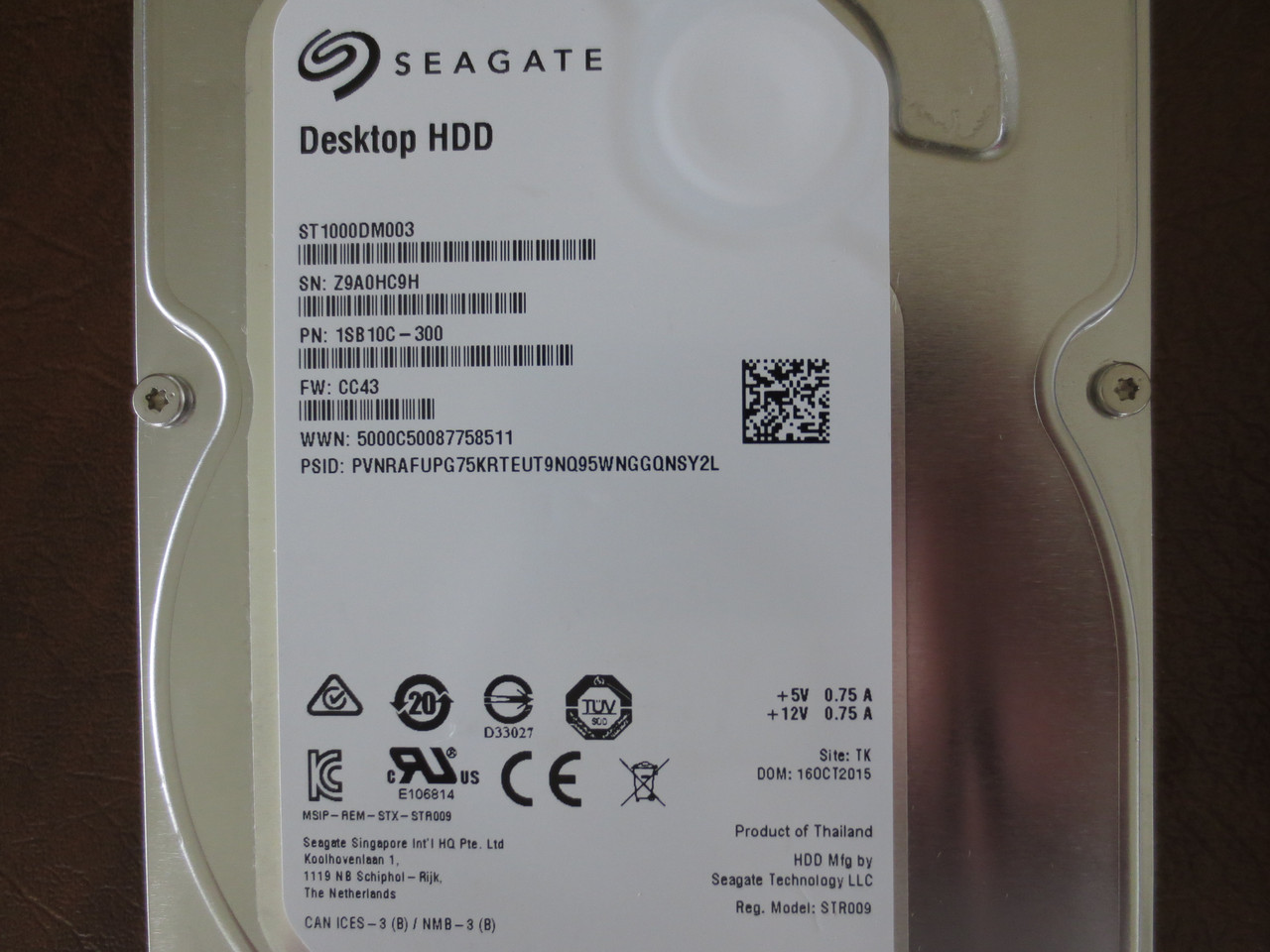 Seagate ST1000DM003 1SB10C-300 FW:CC43 TK 1000gb Sata - Effective  Electronics