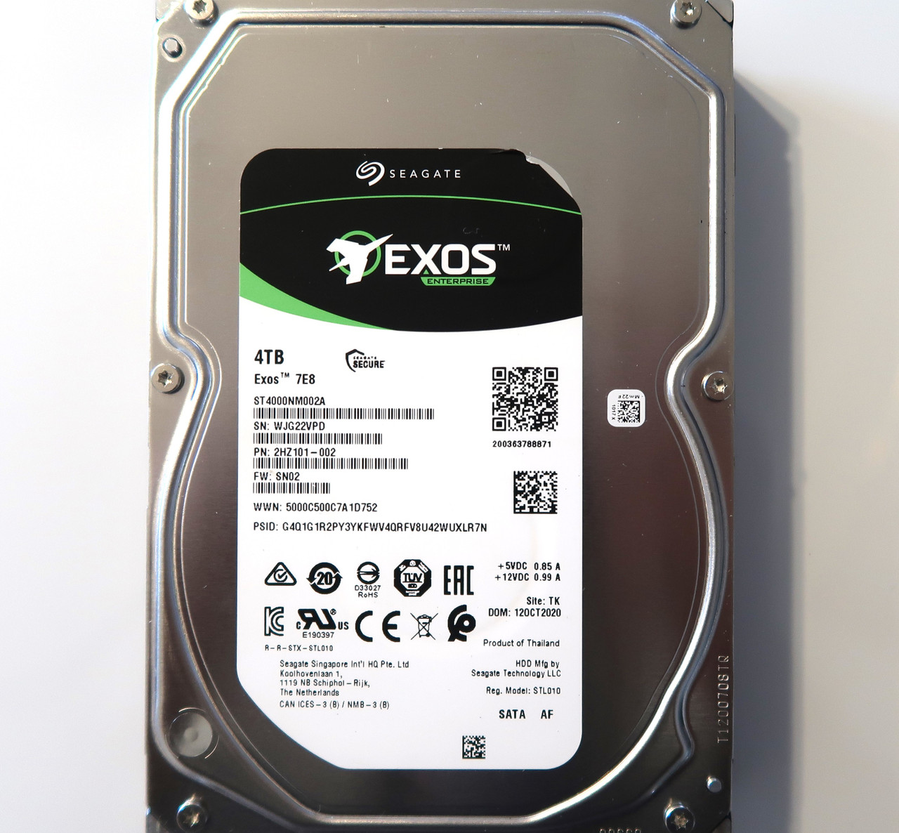 Seagate ST4000NM002A 2HZ101-002 SN02 (WJG2) TK Thailand 4TB 3.5