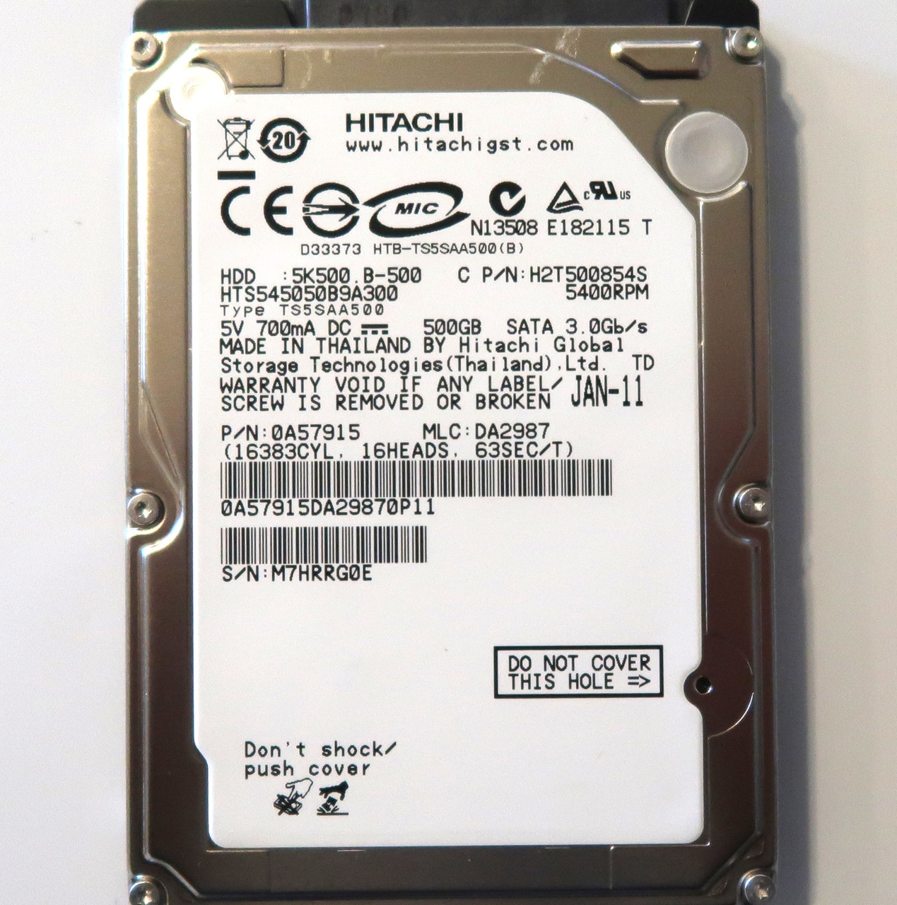 hts727550?a9e364?P/N : 0j18771?MLC : da4302タイHitachi 500?GB(中古品)