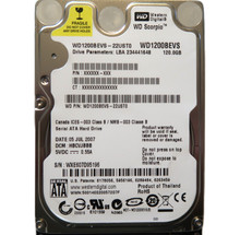 WD WD1200BEVS-22UST0 HBCVJBBB (WXE6) Thailand 2.5" 120gb Sata HDD JUL/2007