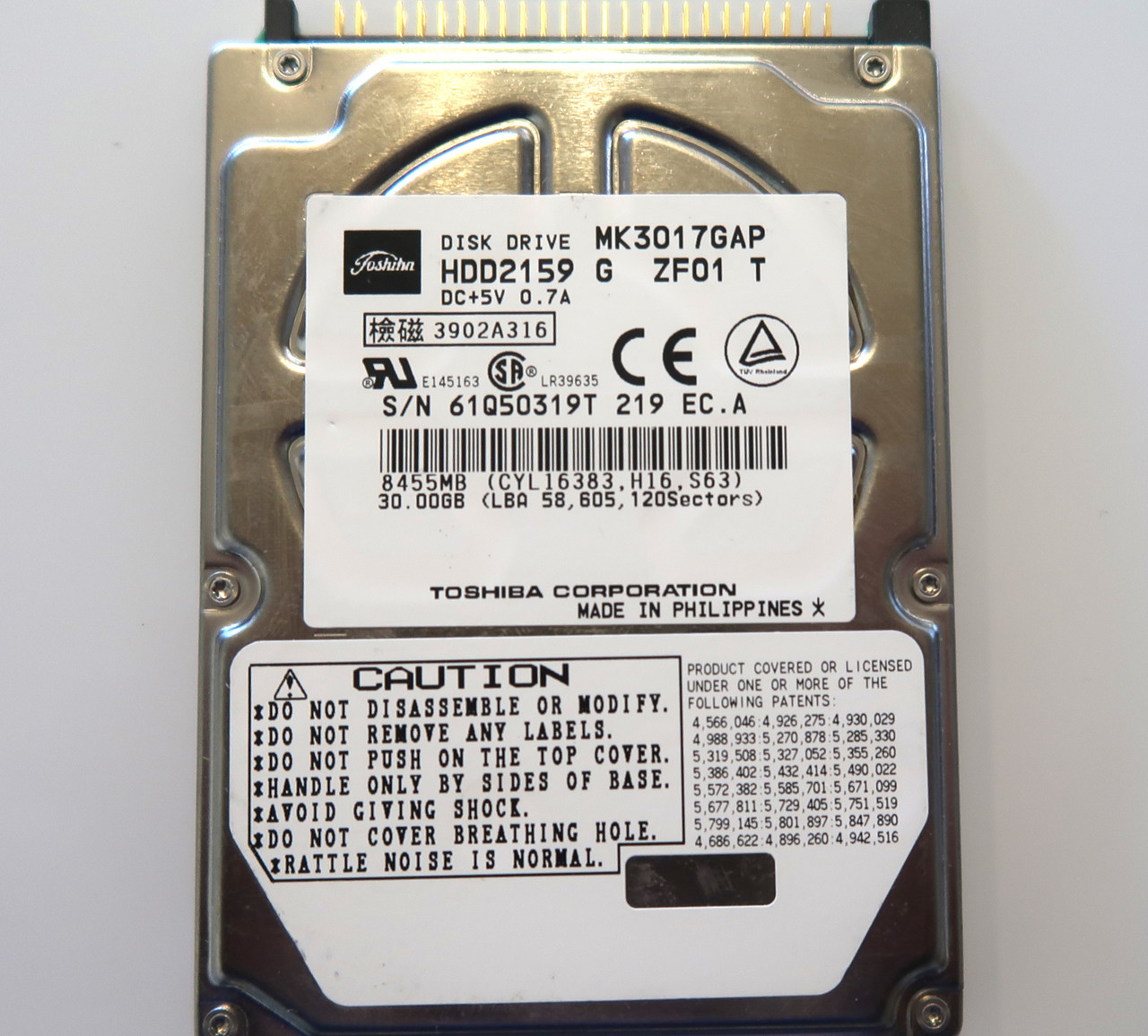 Toshiba MK3017GAP (HDD2159 G ZF01 T) 102 C0/A0.06H 30gb 2.5