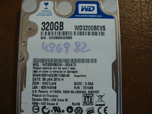 Hhctjan 320gb SATA 2.5 " Disco Rigido DCM Western Digital WD3200BEVS-00VAT0 Dcm 