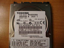 TOSHIBA MK6034GSX, HDD2D35 B ZK01 T, 60GB, SATA 250606752110