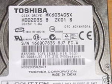 TOSHIBA MK6034GSX, HDD2D35 B ZK01 S, 60GB, SATA 360169091030