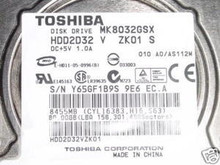 TOSHIBA MK8032GSX, HDD2D32 V ZK01 S, 80GB, SATA 360196859173