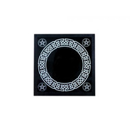 Black Glass Scrying Mirror with Wooden Frame