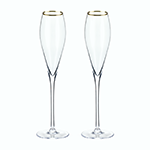 Viski Belmont Gold Rimmed Crystal Champagne Flutes | James Anthony Collection