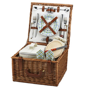Picnic at Ascot Cheshire English-Style Willow Picnic Basket with Service for 2 - Gazebo
