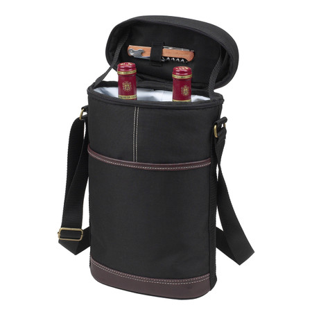 Picnic at Ascot - Insulated 2 Bottle Travel Wine Tote - Black | James Anthony Collection