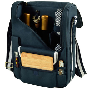 Picnic at Ascot Insulated Wine and Cheese Cooler Tote for 2 - Navy | James Anthony Collection